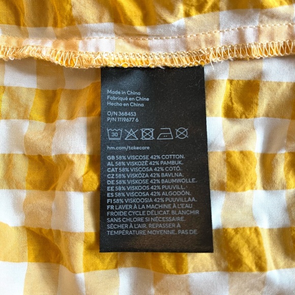 H&M Yellow Gingham Crinkle Smocked Dress - Picture 5 of 5